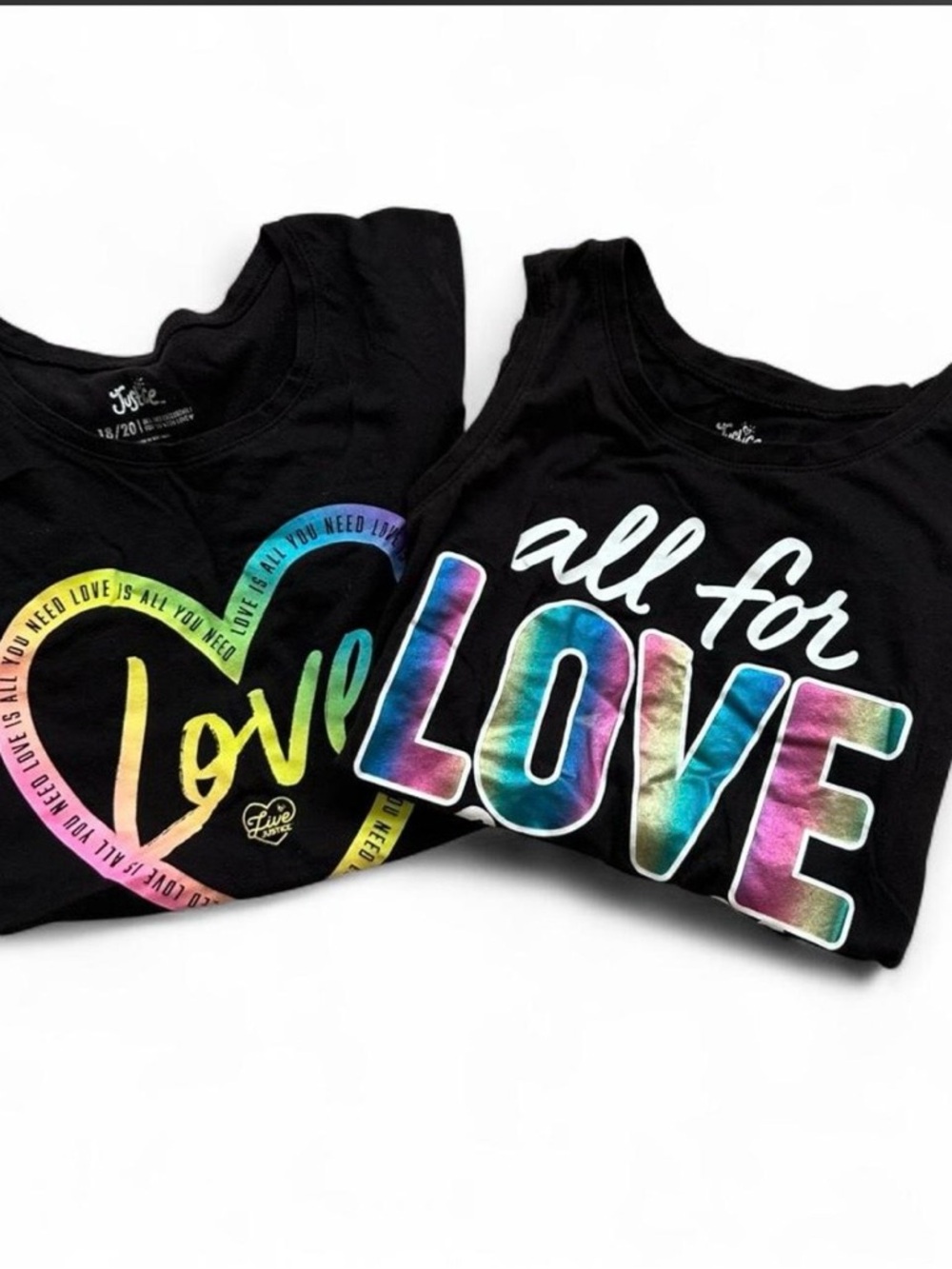 Justice Graphic Tank and T-shirt lot Girls - Tie-Dye Lettering Size 18/20